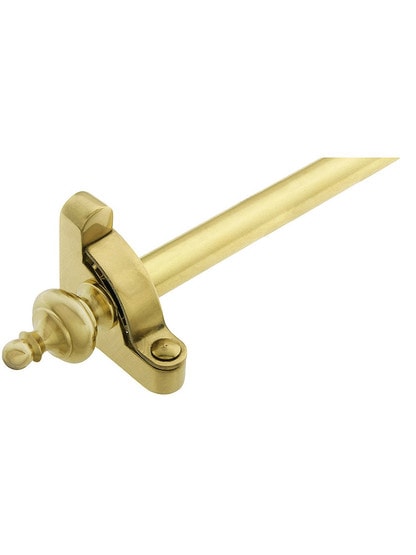28 1/2 inch Heritage Urn Tip Stair Rod - 1/2 inch Diameter Brass With Standard Brackets in Polished Brass.